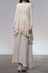 Mutedance 25 Autumn/Winter Flower Dye Silk Round Neck Layered Long Sleeve Dress MD-MD25FW84-nude